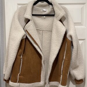 Cream and Brown Sherpa Jacket